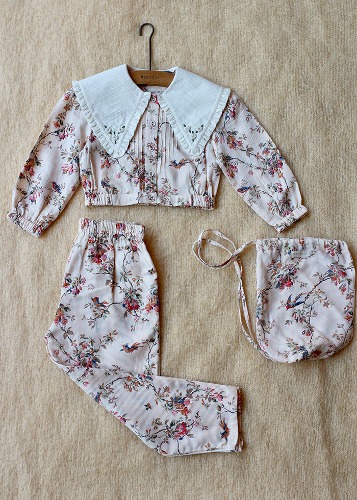 Bonjour Birds flower pajama set